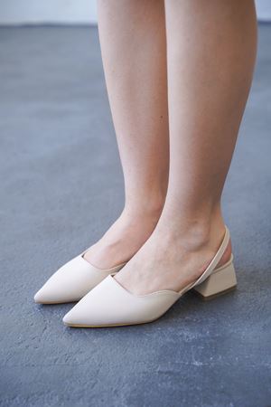 Kadın Monaco Kısa Topuklu Ayakkabı - Ten Deri