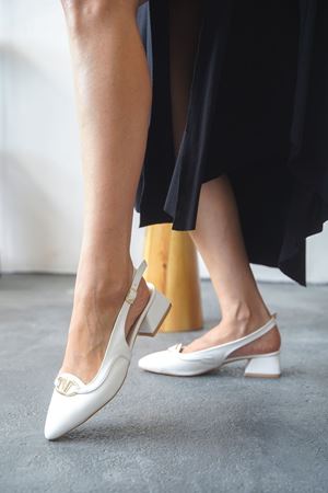 Kadın Jamal Tokalı Kısa Ayakkabı  - Beyaz-Deri