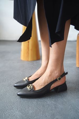 Kadın Jamal Tokalı Kısa Ayakkabı  - siyah-deri