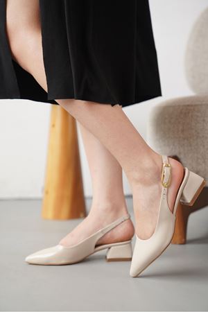 Kadın Mely Tokalı Kısa Topuklu Ayakkabı - Ten-Rugan