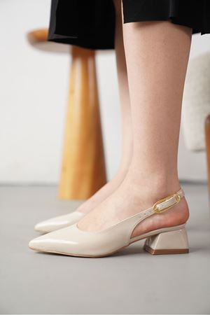 Kadın Mely Tokalı Kısa Topuklu Ayakkabı - Ten-Rugan