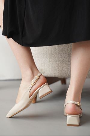 Kadın Mely Tokalı Kısa Topuklu Ayakkabı - Ten-Rugan