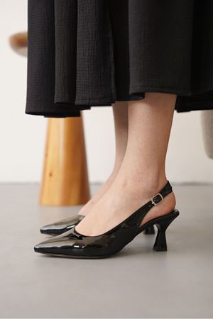 Kadın Frodi Kısa Topuklu Ayakkabı - siyah-rugan