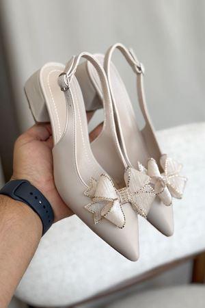 Kadın Howen Kısa Topuklu Ayakkabı - Ten Deri