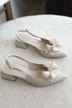 Kadın Howen Kısa Topuklu Ayakkabı - Ten Deri