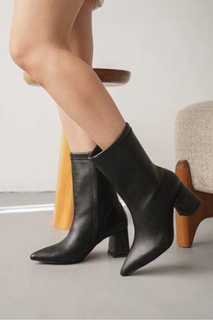 Kadın Joster Topuklu Bot - siyah-deri