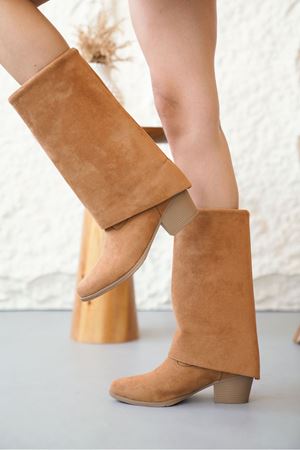 Kadın Vien Kovboy Çizme - Taba Süet