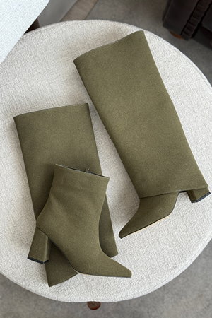 Kadın Wanda Tak Çıkar Çizme - Yeşil-Süet