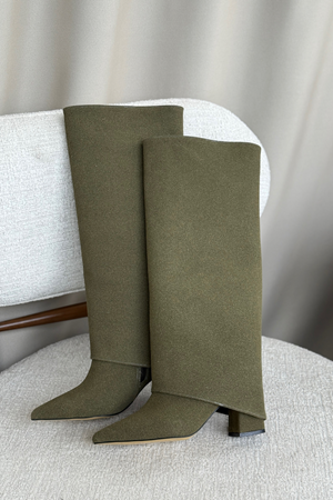 Kadın Wanda Tak Çıkar Çizme - Yeşil-Süet