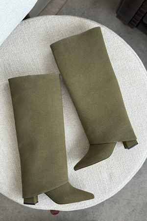 Kadın Wanda Tak Çıkar Çizme - Yeşil-Süet