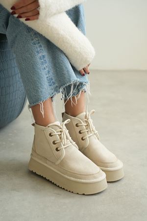 Kadın Pastor Kürklü Kısa Bot - Ten Süet