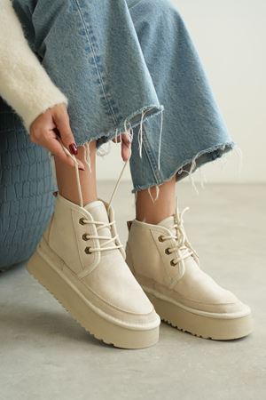 Kadın Pastor Kürklü Kısa Bot - Ten Süet