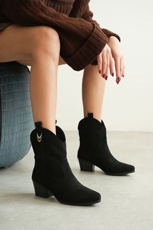 Kadın Grant Kısa Kovboy Bot - Siyah Süet