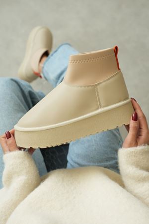 Kadın Royal Streç Kısa Bot - Ten Deri