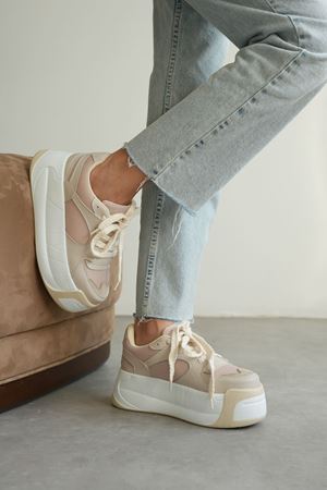Kadın Gustov Kalın Tabanlı Spor Ayakkabı - Beyaz-Bej
