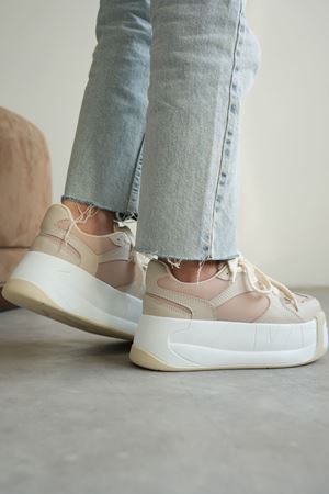 Kadın Gustov Kalın Tabanlı Spor Ayakkabı - Beyaz-Bej