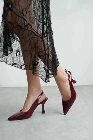 Kadın Ovis Sivri Topuklu Ayakkabı - Bordo-Rugan