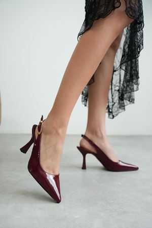 Kadın Ovis Sivri Topuklu Ayakkabı - Bordo-Rugan