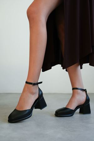 Kadın Penida Platform Topuklu Ayakkabı - siyah-deri