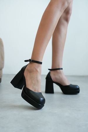 Kadın Gander Platformlu Topuklu Ayakkabı - siyah-deri