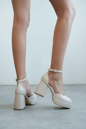 Kadın Gander Platformlu Topuklu Ayakkabı - Ten Deri