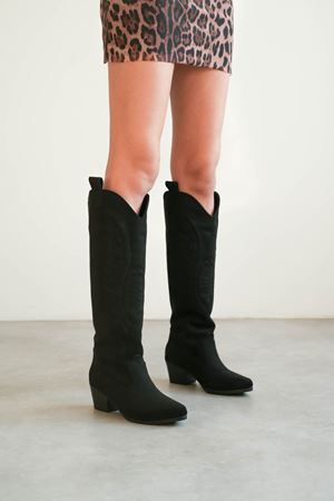 Kadın Umke Kovboy Çizme - Siyah Süet