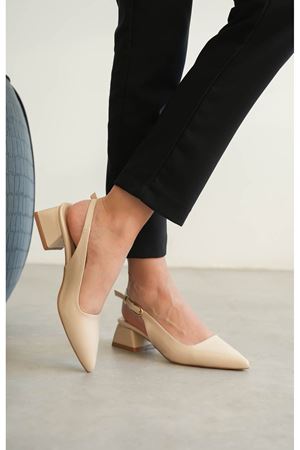 Kadın Mely Tokalı Kısa Topuklu Ayakkabı - Ten-Rugan