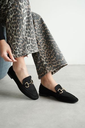 Kadın Pixo Düz Taban Babet - Siyah Süet