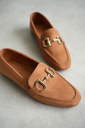 Kadın Pixo Düz Taban Babet - Taba Süet