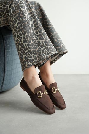 Kadın Pixo Düz Taban Babet - Kahve-Süet