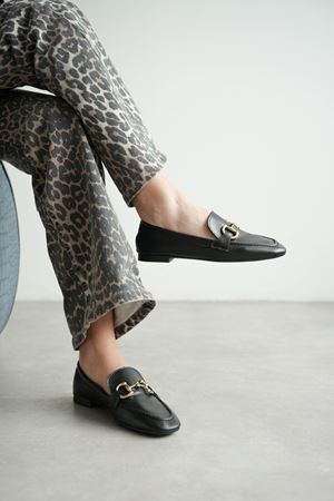 Kadın Pixo Düz Taban Babet - siyah-deri