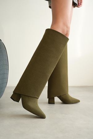Kadın Wanda Tak Çıkar Çizme - Yeşil-Süet