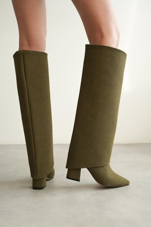 Kadın Wanda Tak Çıkar Çizme - Yeşil-Süet