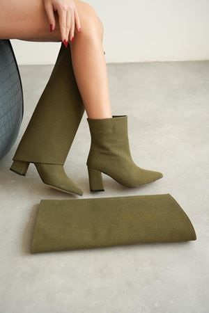 Kadın Wanda Tak Çıkar Çizme - Yeşil-Süet