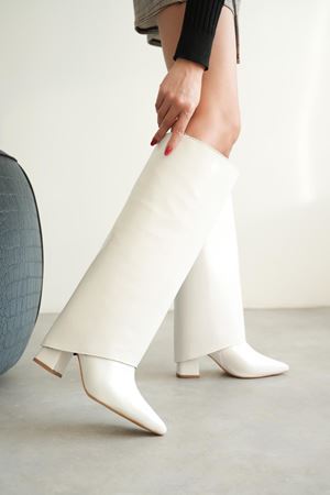 Kadın Wanda Tak Çıkar Çizme - Beyaz-Rugan