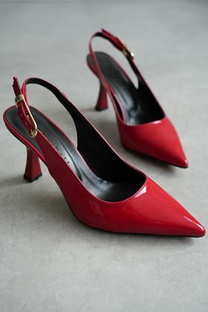 Kadın Ovis Sivri Topuklu Ayakkabı - Kırmızı-Rugan