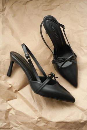 Kadın Sinco Fiyonklu Topuklu Ayakkabı - siyah-deri