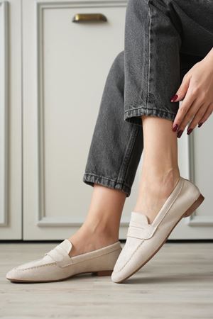 Kadın Olbin Düz Taban Babet - Ten Süet