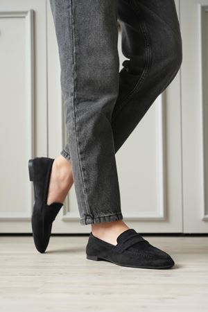 Kadın Olbin Düz Taban Babet - Siyah Süet