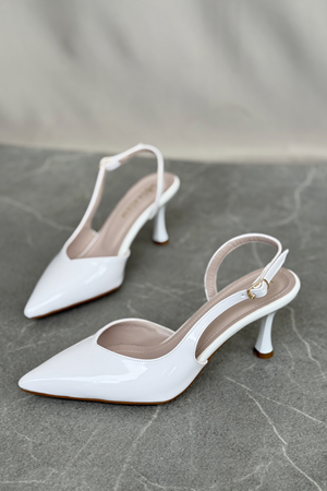 Kadın Eleni İnce Topuklu Ayakkabı - Beyaz-Rugan