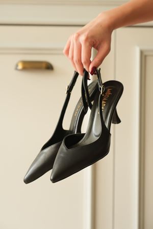 Kadın Eleni İnce Topuklu Ayakkabı - siyah-deri