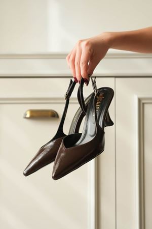 Kadın Eleni İnce Topuklu Ayakkabı - Kahve-Rugan