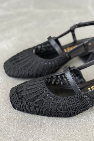 Kadın Cerny Kısa Topuklu Örgülü Ayakkabı - Siyah