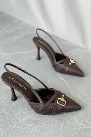 Kadın Wille İnce Topuklu Ayakkabı - Kahve-Deri