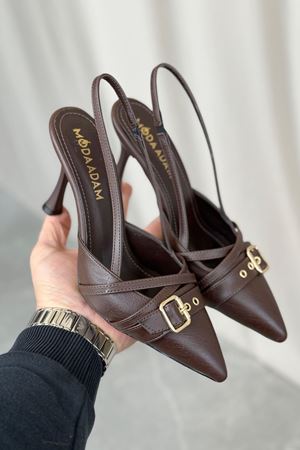 Kadın Wille İnce Topuklu Ayakkabı - Kahve-Deri