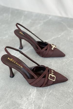 Kadın Wille İnce Topuklu Ayakkabı - Kahve-Süet