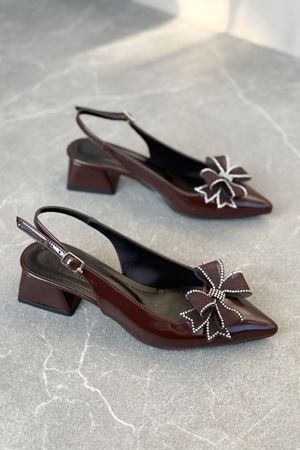 Kadın Howen Kısa Topuklu Ayakkabı - Kahve-Rugan