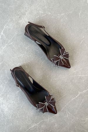 Kadın Howen Kısa Topuklu Ayakkabı - Kahve-Rugan