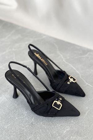 Kadın Wille İnce Topuklu Ayakkabı - Siyah Süet