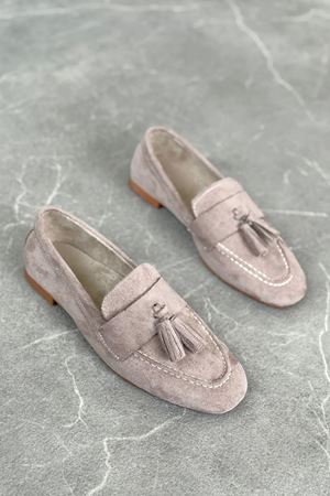 Kadın Boos Düz Taban Püsküllü Babet - Vizon